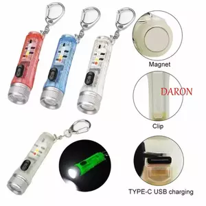 Đèn móc khóa DARON, Đèn pin Mini sạc từ tính Type-C, Đèn khẩn cấp trang trí ABS nhẹ Đèn pin di động cắm trại