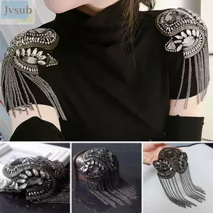JVSUB Thổ Cẩm, Tua Rua Dài Cổ Điển Epaulette, Kim Cương Giả Tinh Tế DIY Mạ Điện Vai Trang Sức Nam Nữ