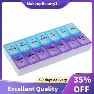 Hộp đựng thuốc và máy tính bảng bảy ngày AM & PM với 14 ngăn