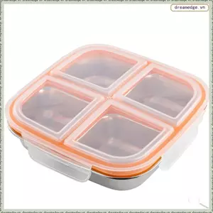 Hộp đựng đồ ăn nhẹ Hộp Bento bằng thép không gỉ 4 ngăn, Thiết kế chống rò rỉ cho trẻ em và người lớn, Lý tưởng để chuẩn bị bữa ăn & du lịch