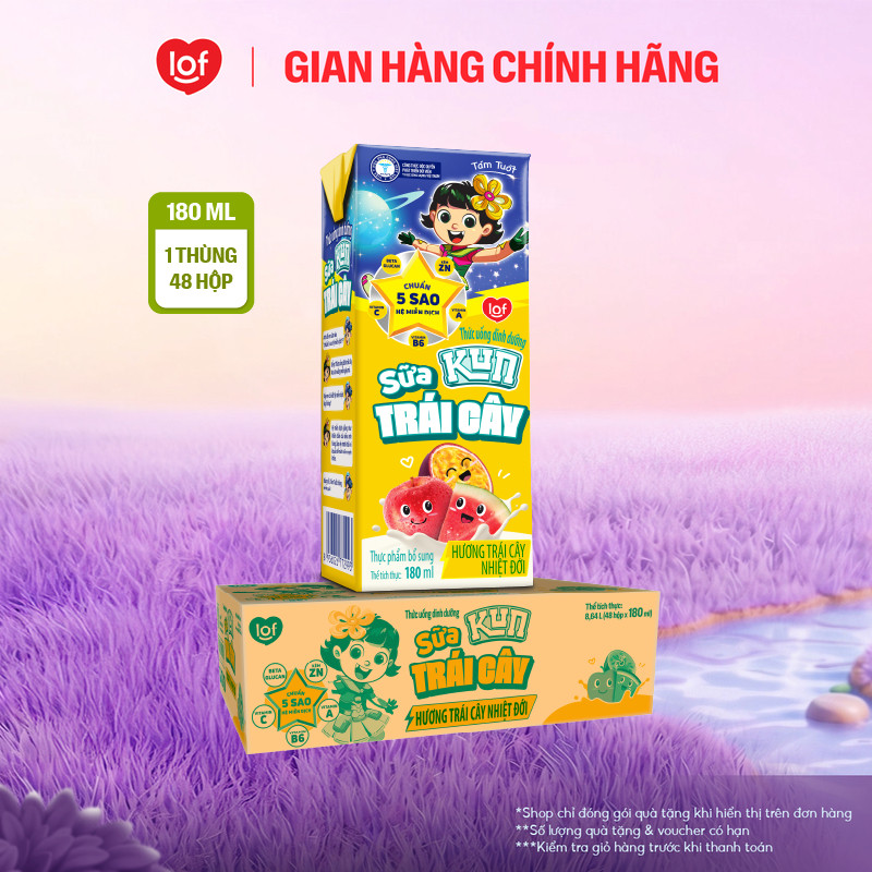 Sữa trái cây KUN vị trái cây thùng 48 hộp x 180ml