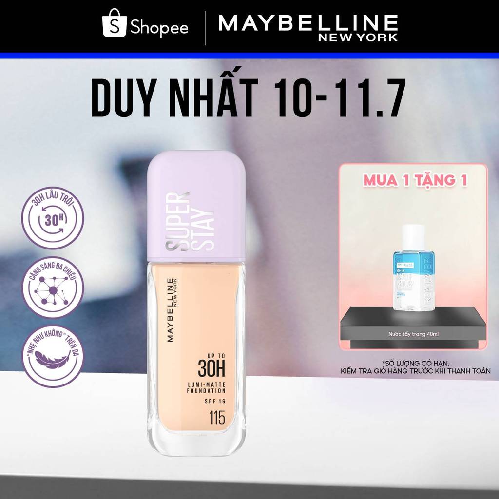 Kem nền bắt sáng Superstay Lumi Matte 30H che phủ siêu nhẹ mặt Maybelline New York 35ml [MỚI]