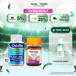 Ostelin Viên Uống Hỗ Trợ Bổ Sung Calcium & Vitamin D3 30 viên + Thực Phẩm Bảo Vệ Sức Khỏe Pharmaton Essential 30 Viên
