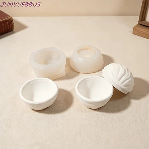 JUNYUE88US Khuôn hình quả óc chó 3D, Khuôn lọ bảo quản chịu nhiệt Đồ thủ công DIY, Khuôn hộp đựng không dính Thực tế Không độc hại Khuôn hộp đựng Lided Dự án DIY
