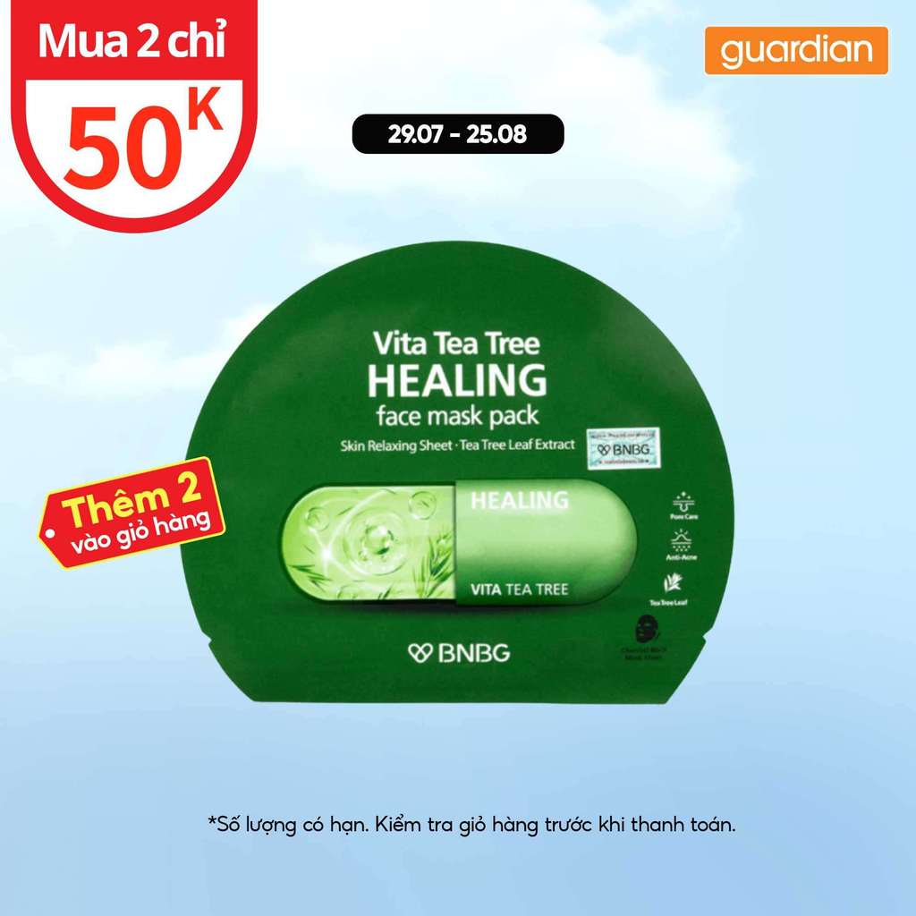 Mặt Nạ Tràm Trà Hỗ Trợ Thải Độc Da Giảm Mụn Vita Tea Tree Healing Face Mask Pack BNBG 30ml