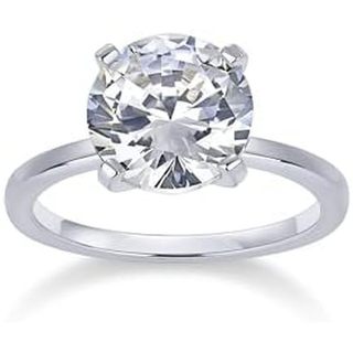 PAVOI 18K Bạc Vàng Tròn Cắt Solitare 1.5 CT Moissanite Nhẫn Đính Hôn Cho Nữ - Moissanite Cưới Ban Nhạc Nữ - Nhẫn Hứa Đá