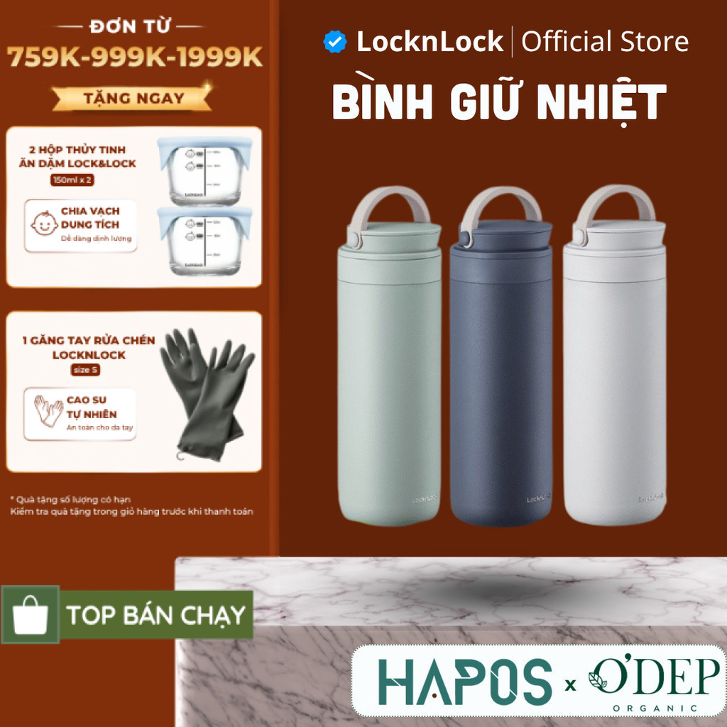 Bình giữ nhiệt LocknLock 475ml Metro Two Way LHC4274, có quai xách, đế silicone chống trượt -  HAPOS LOF
