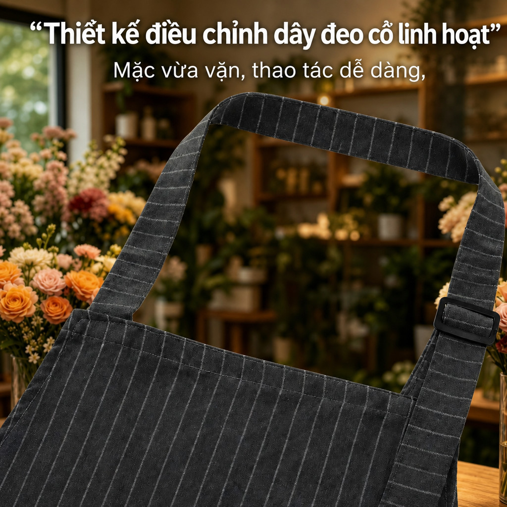 Tạp dề cổ dây có thể điều chỉnh cho người bán hoa, chống dầu, thích hợp để phục vụ, làm vườn và người bán hoa; Thắt lưng cotton cho nữ. | BigBuy360 - bigbuy360.vn