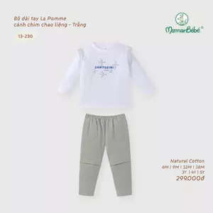 Bộ dài tay La Pomme cánh chim chao liệng - Sợi Natural Cotton thoáng mát - Bé trai - 6M - 5Y