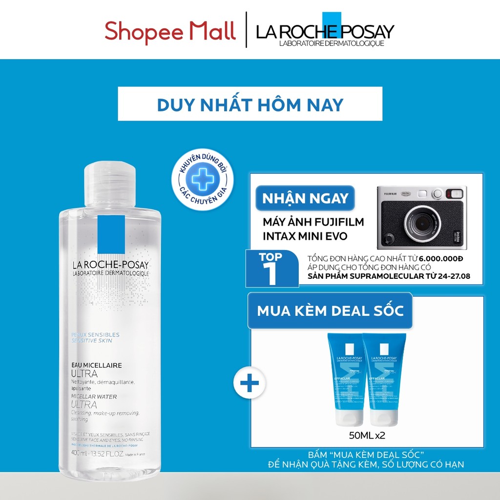 Nước tẩy trang làm sạch sâu cho da nhạy cảm La Roche-Posay Micellar Water Sensitive Skin 400ml