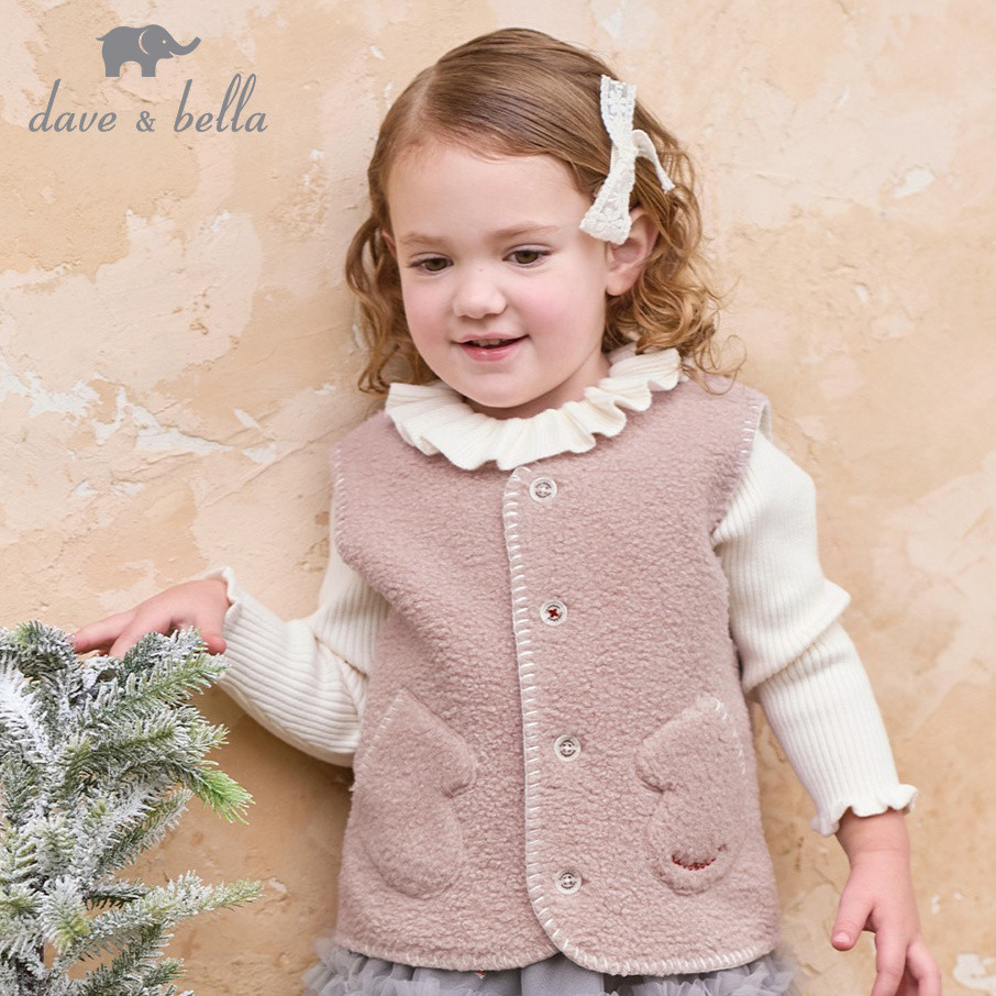 Dave Bella 6M-9Y Áo Gile Len Bé Gái Bé Trai Thu Đông Áo Vest Ấm Mềm Mại Thời Trang Trẻ Em DB4263978