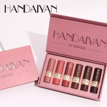 Bộ Son Môi Mờ 6 Mảnh HANDAIYAN Bộ Son Môi Mờ Bán Chạy Xuyên Biên Giới Matte Matte Dễ Màu Bộ Son Môi