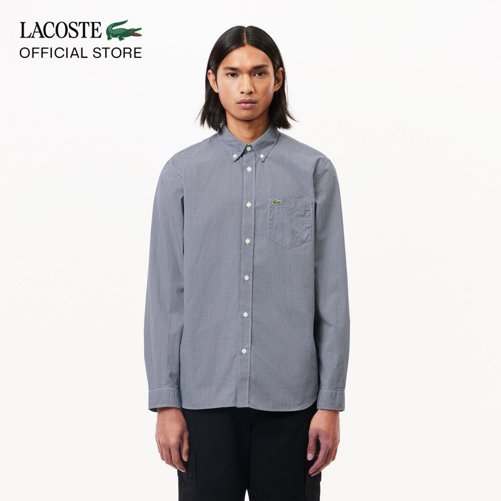 Áo Sơ Mi Lacoste Nam Gingham Dáng Suông Chất Liệu Poplin
