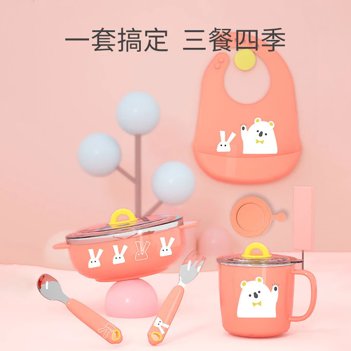 Bộ đồ dùng ăn uống cho trẻ em, dụng cụ chuẩn bị thức ăn cho bé, bát đựng thức ăn cho bé, thìa ăn dặm cho bé, bát giữ nhiệt, thìa, hộp đựng thức ăn cho bé.