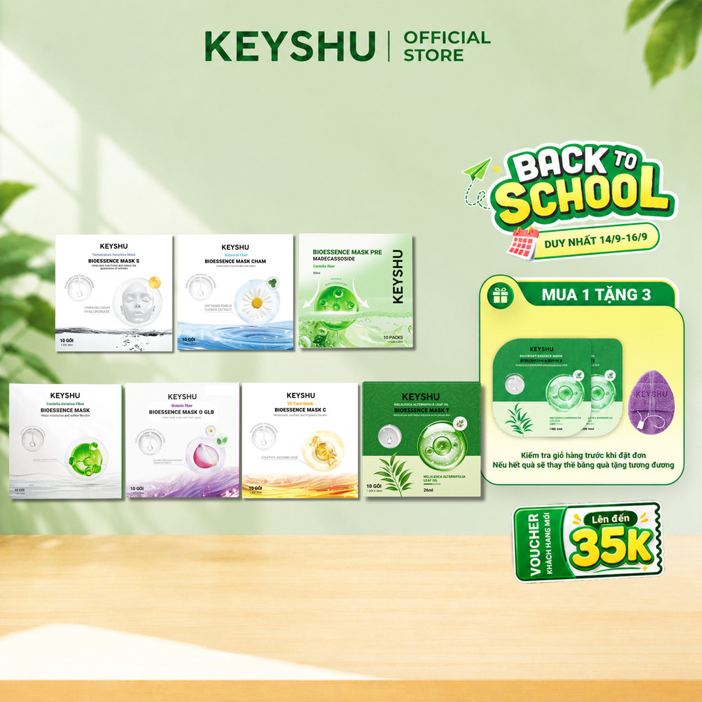 [DUY NHẤT THÁNG 9] Hộp Mặt Nạ KEYSHU 10 Miếng 30ML Dưỡng Ẩm, Làm Mềm Da, Hỗ Trợ Ngăn Ngừa Lão Hóa