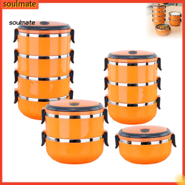 Linh hồn| Ngăn đựng thực phẩm có thể xếp chồng lên nhau Hộp đựng thực phẩm Hộp cơm trưa cách nhiệt có thể xếp chồng lên nhau có tay cầm – Hộp đựng thực phẩm bằng thép không gỉ chống rò rỉ Dễ dàng làm 