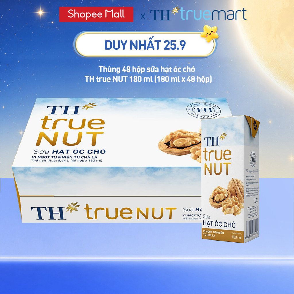 Thùng Sữa Hạt TH true NUT milk Óc Chó 180ml (48 Hộp)