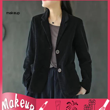 [Mk] Phù Hợp Với Áo Khoác Nữ Dài Tay Phù Hợp Với Áo Khoác Nữ Mùa Thu Retro Lỏng Lẻo Phù Hợp Với Áo Blazer Đơn ngực Có Túi Áo Khoác Dài Tay Công Sở Phong Cách Ve Áo