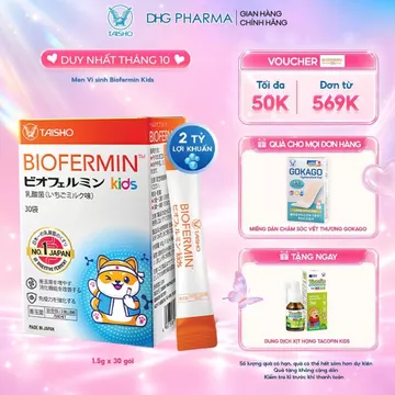 [MUA CÓ QUÀ]Men Vi sinh Biofermin Kids cân bằng hệ vi sinh, giúp giảm triệu chứng rối loạn tiêu hoá - Hộp 30 gói x 1,5g