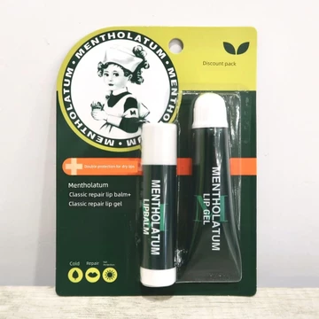 son dưỡng môi Mentholatum Mint Lip Balm 3.5g + Gel 8g Bộ Chống peeling Thu Đông Chống peeling Dưỡng Ẩm Dưỡng Ẩm