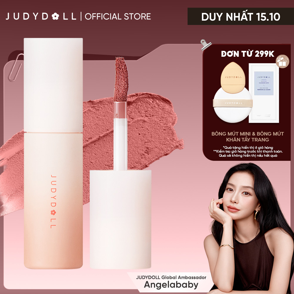 Son Kem Bùn JUDYDOLL Lip Mud Mịn lì Mờ Vân Môi Che phủ nền môi tốt Không khô môi Lâu trôi 3,3g