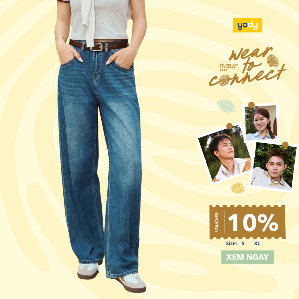 [BST THU ĐÔNG 2026] Quần Jeans Nữ Yody dáng Barrel Light Weight ống rộng hiện đại TRA - WCJE26A013