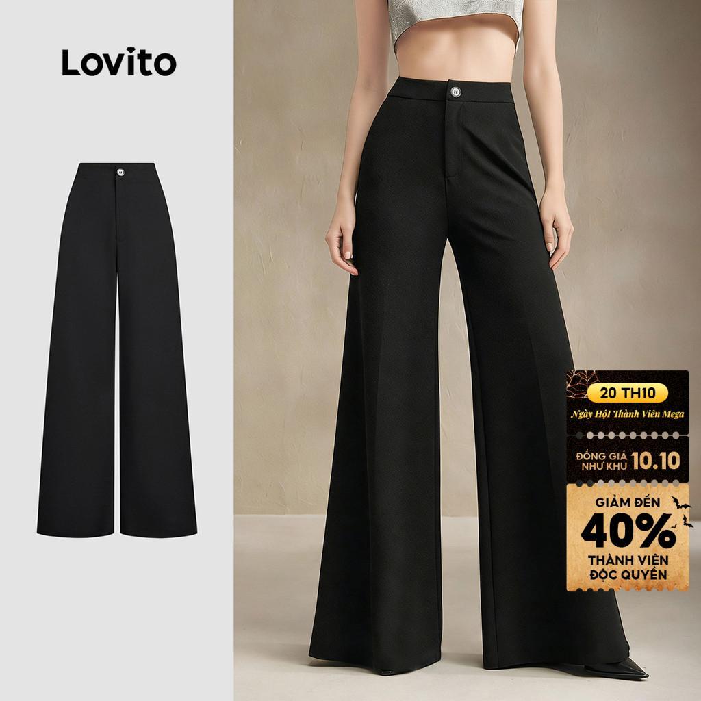 Quần nữ Lovito đen xuân hè thanh lịch L184ED878