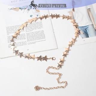 Onetimingfine Vintage Nữ Thắt Lưng Nữ Kim Loại Ngôi Sao Pentagram Dây Xích Thắt Lưng sel Thắt Lưng Dây Xích Nữ Trang Trí Cơ Thể Trang Sức VN