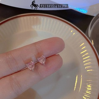 Onetimingfine 1 / 2 Cặp Sáng Hồng Zircon Giọt Nước Nơ Bông Tai Lãng Mạn Trái Tim Trang Sức VN