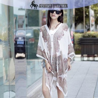 Onetimingfine Mùa Hè Chống Nắng Voan In Khăn Khăn Choàng Polyester Cho Nữ Đi Biển Lụa Biến Trang Trí Khăn Choàng VN