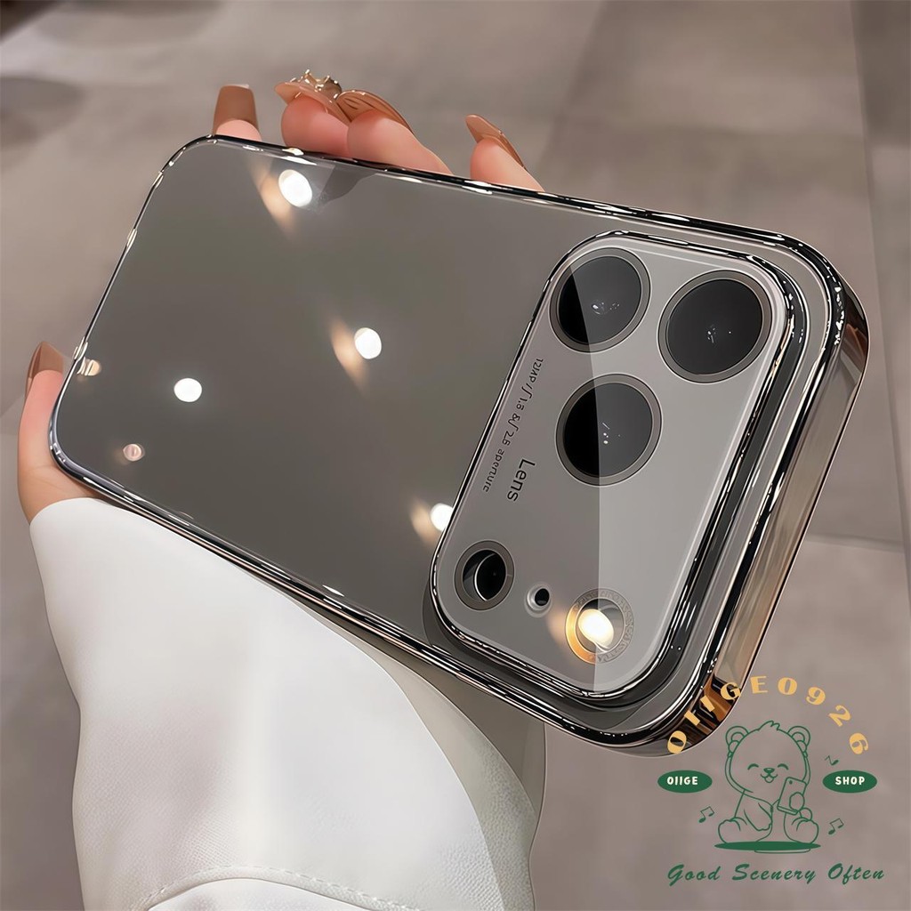 【 Ốp lưng iPhone17 】 Vỏ điện thoại mạ kính pha lê đá màu cam iphone17 Pro Max 16 15 14 13 cho vỏ iPhone Vỏ mềm silicon TPU chống sốc