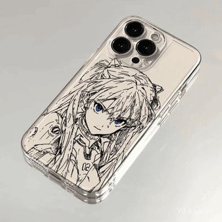 Phác thảo Asuka Cô gái văn học Anime Phong cách nghệ thuật Vỏ điện thoại trong suốt Thích hợp cho iPhone 17promax 16 15promax 14pro 13 xr 17air 16plus 15pro 14promax Vỏ chống sốc chống mồ hôi