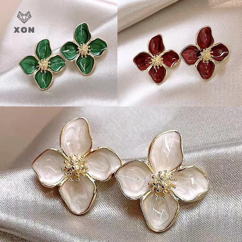 Bông Tai Hoa Tráng Men Nhỏ Giọt Cổ Điển Lãng Mạn