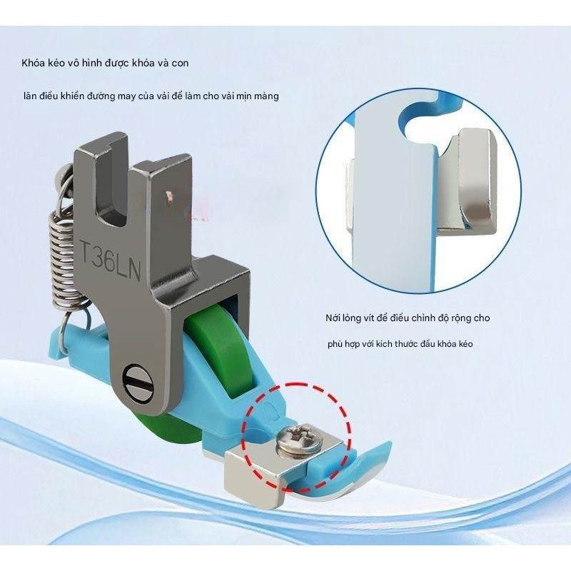Chân Vịt May Dây Kéo Bánh Xe Nhựa Chống Nhăn T36LN/S518L – Phụ Kiện Máy May 1 Kim Công Nghiệp