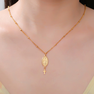 Mặt dây chuyền chữ thập Skyrim Đức Mẹ Đồng Trinh, thép không gỉ, trang sức cầu nguyện dành cho nữ
