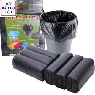 ( SÉT 12 CUỘN ) Túi Rác Tự Phân Hủy - Bao Rác Đen Kích Thước Lớn 55*65 cm