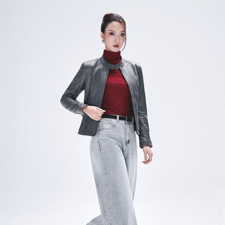 Áo da cừu nữ Racer Jaket trơn đơn giản cao cấp Fttleather tay cúc bấm không bong tróc nổ AN201C