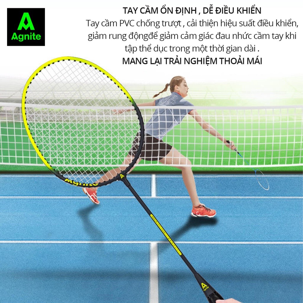 Bộ 2 Vợt Cầu Lông Agnite Chính Hãng Bao Đựng Siêu Nhẹ Khung Hợp Kim Carbon Cao Cấp