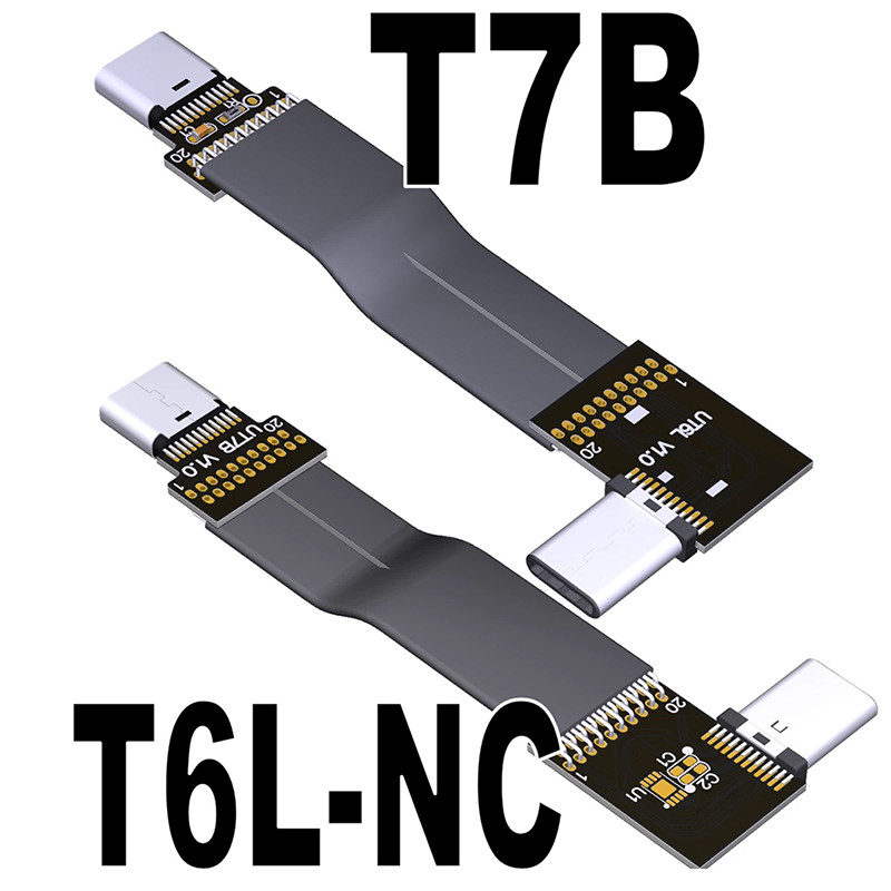 ADT-Link USB 3.2 Type C Nam Sang Type C Nữ Cáp phẳng Gen2x2 20Gbps 10Gbps Bộ mở rộng 90 độ có thể gập lại