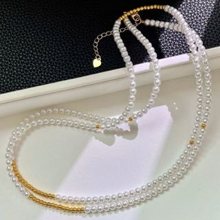 [N1141] Vòng Cổ, Dây Chuyền Mix Ngọc Nhân Tạo Hạt Trắng Vàng Trẻ Trung Thanh Lịch Cho Nữ - DAISYN