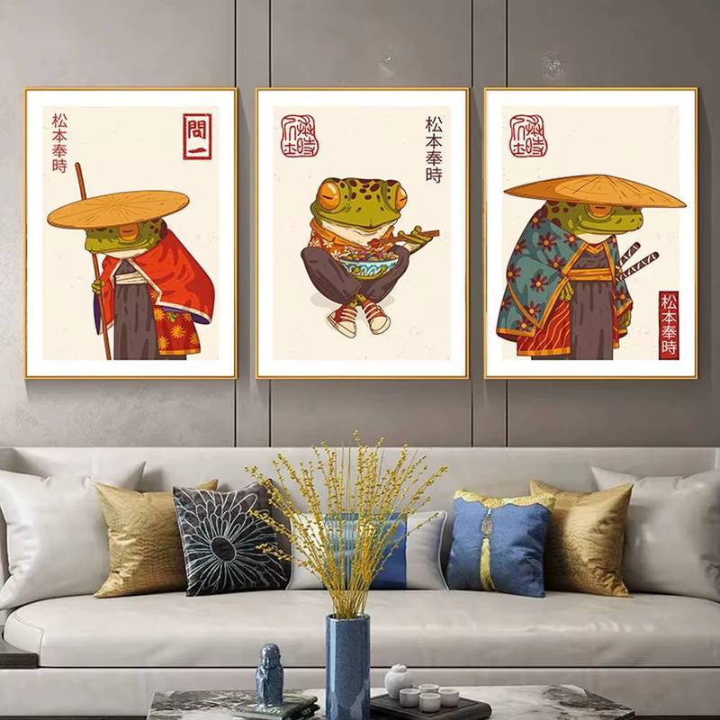 Nhật Bản Samurai Ếch Triển Lãm Động Vật Vintage Poster Không Khung Tranh Canvas Trang Trí Phòng Khách Trang Trí Nhà
