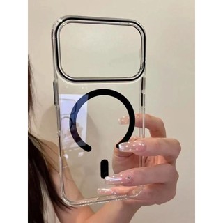 Ốp điện thoại hút từ tính trong suốt acrylic sang trọng cho iPhone17 16 15 14 13 Pro Max bảo vệ camera chống sốc chống rơi mặt sau cứng