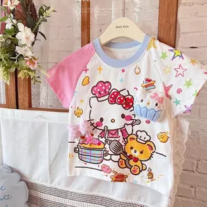 Trẻ em (100-150) Áo thun ngắn tay in hình hoạt hình thời trang mới