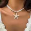 PNPIA- Boho Nhựa Lớn Sao Biển Mặt Dây Chuyền Choker Nelace Cho Nữ Hợp Thời Trang Nhiều Lớp Dây Xích Mùa Hè Đi Biển Kỳ Nghỉ Trang Sức Quà Tặng