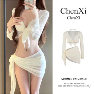 6OQL Bikini Đồ Bơi Mới Bốn Mảnh Bộ Đồ Cao Cấp Chia Skinny Ôm Hơn Nhìn Gợi Cảm Tinh Khiết Desire Kỳ Nghỉ Nóng Mùa Xuân Swimsu