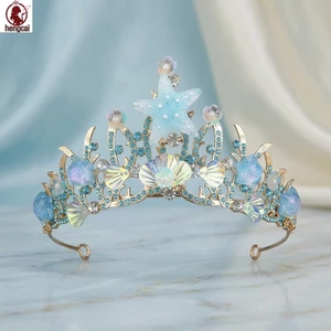 Bộ 3 Nàng Tiên Cá Vương Miện Công Chúa Bộ Kim Sa Lấp Lánh Nhựa Nhẹ Phụ Kiện Trang Phục Cho Trẻ Em Tiệc Sinh Nhật Chủ Đề Đại Dương Halloween Nhập Vai Chơi