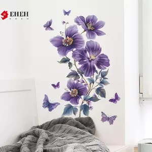 Hoa Tím Bướm Treo Tường Phòng Khách Phòng Ngủ Túi Trang Trí Bức Tranh Tường Tự Dính Đề Can Treo Tường VN