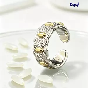 Nhẫn mở CQCJ, Nhẫn bảy hạt phong cách Trung Quốc không phai màu, Nhẫn cặp đôi thanh lịch tinh tế cổ điển Quà tặng dành cho nữ