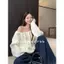 Áo nỉ dây rút vai nghiêng bán chạy dành cho nữ mùa xuân Phong cách mới Thiết kế dài tay Niche Loose Size lớn quây Top Cover