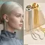 Vòng đeo tai hình chữ C FUJIOU, Kẹp tai hình chữ C vàng 18K bằng thép không gỉ, Bông tai dày màu vàng Punk không xỏ khuyên